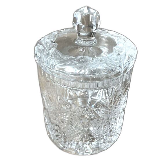 St. George Crystal and Deplomb Other - Vintage Mid Century Modern St George Lead Crystal Biscuit Barrel Candy Jar Dish